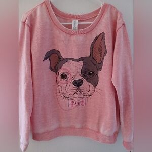 Forever 21 Pink Boston Terrier Frenchie Monocle Sweatshirt Size M